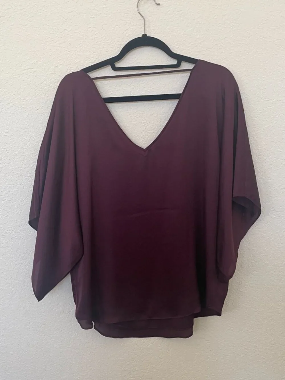 White House Black Market Embroidered Blouse Size M | Burgundy Floral Top - Picture 2 of 6